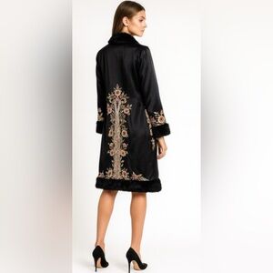 21” ptp Cache Black Silk Garment with Faux Fur Detail